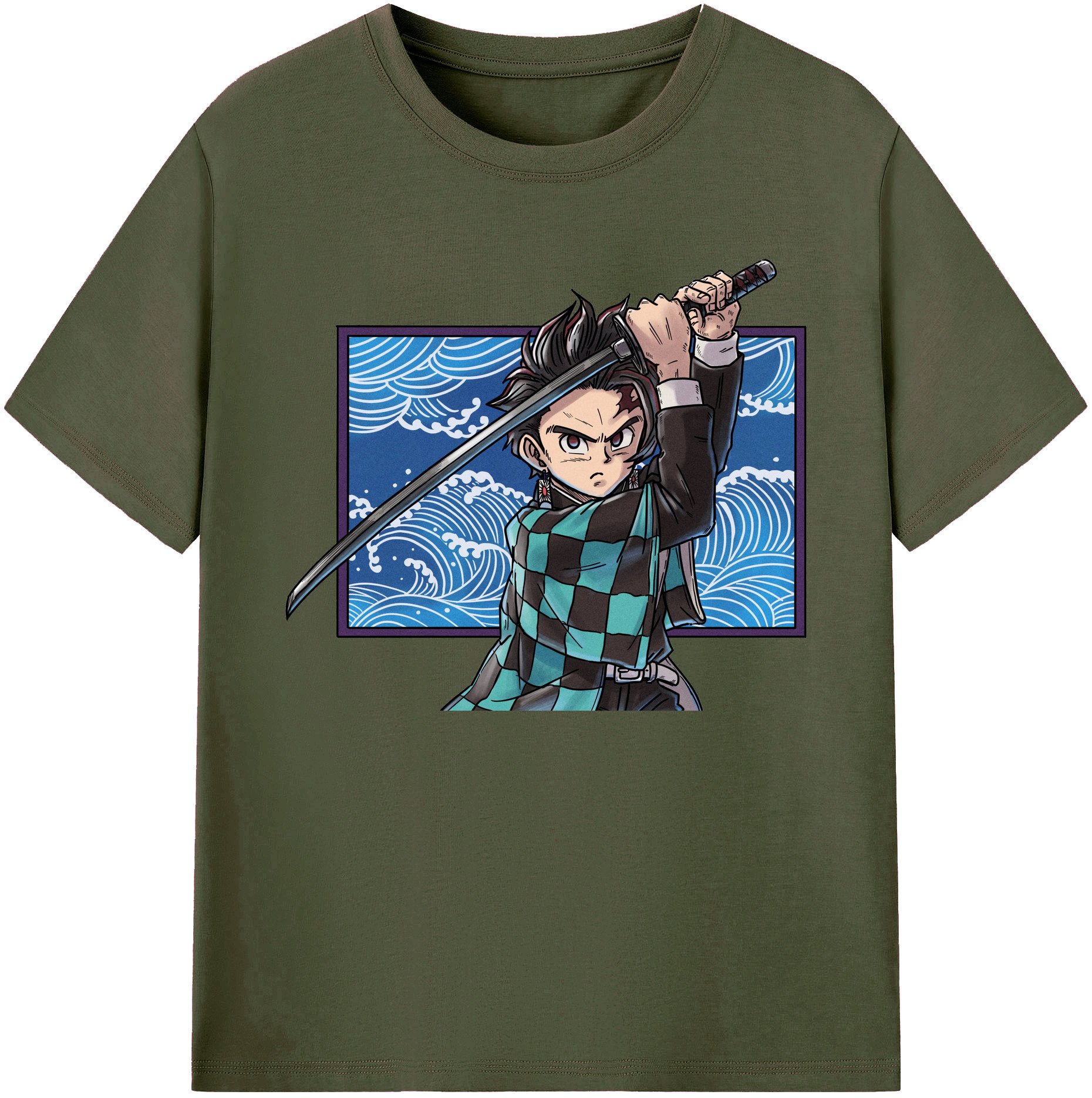 （画像用） 鬼滅の刃 竈門 炭治郎／かまど たんじろう Kamado Tanjirou 綿100％ メンズ半袖Tシャツ｜肌触りやわらか＆通気性